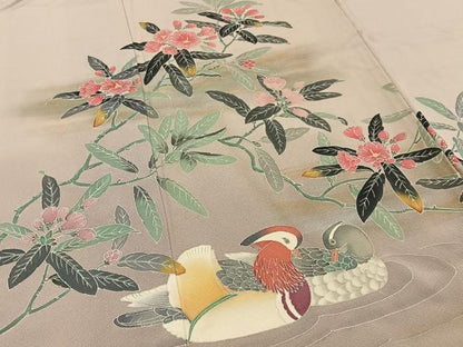 平和屋着物■訪問着　鴛鴦花文　暈し染め　金彩　正絹　逸品　未使用　BAAY6788hj