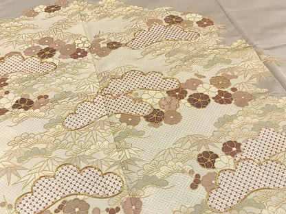 平和屋着物■豪華色留袖　駒刺繍　松竹梅　金彩　正絹　逸品　BAAY6793hj