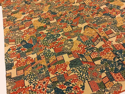 平和屋着物■上質な小紋　型染め　風景花文　正絹　逸品　BAAY6794hj
