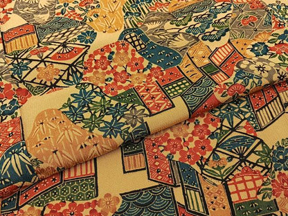 平和屋着物■上質な小紋　型染め　風景花文　正絹　逸品　BAAY6794hj