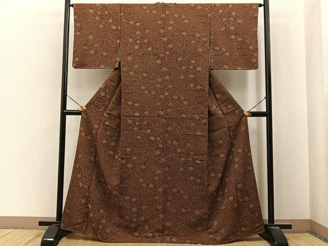 平和屋着物■上質な小紋　草花文　正絹　逸品　BAAY6795hj