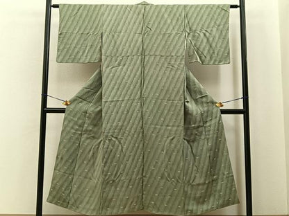 平和屋着物■上質な小紋　幾何学文様　金銀糸　正絹　逸品　BAAY6796hj