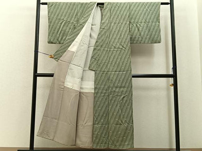 平和屋着物■上質な小紋　幾何学文様　金銀糸　正絹　逸品　BAAY6796hj