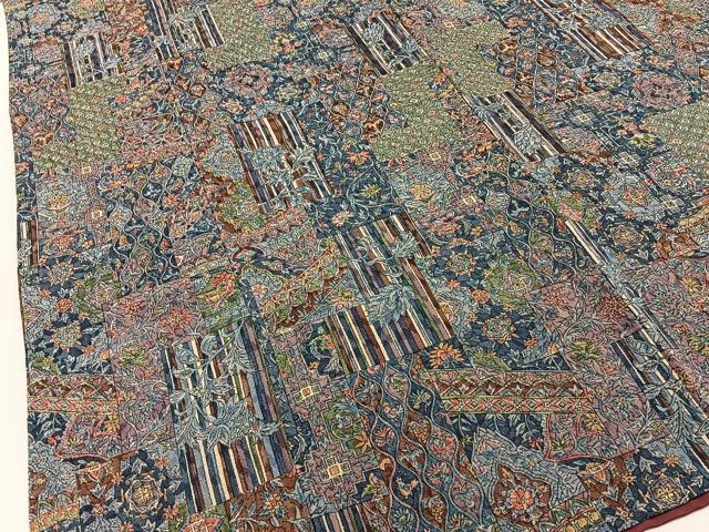 平和屋着物■上質な小紋　更紗花文　鬼しぼ縮緬　正絹　逸品　BAAY6804hj