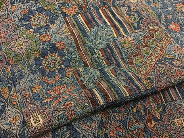 平和屋着物■上質な小紋　更紗花文　鬼しぼ縮緬　正絹　逸品　BAAY6804hj