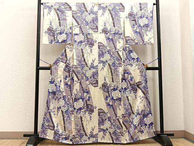 平和屋着物■上質な小紋　琴　草花文　金彩　やまと誂製　正絹　逸品　BAAY6805hj