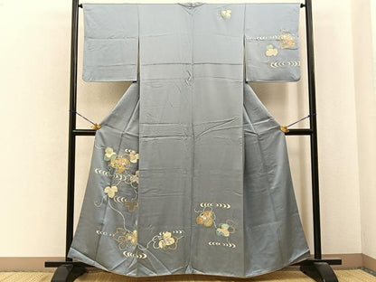 平和屋着物■訪問着　駒刺繍　蔦の葉花文　金彩　正絹　逸品　BAAY6808hj