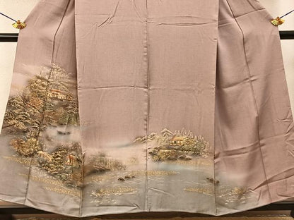 平和屋着物■訪問着　風景文　暈し染め　金彩　正絹　逸品　BAAY6810hj