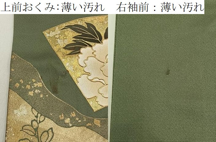 平和屋着物■豪華色留袖　地紙花文　金彩　正絹　逸品　BAAY6811hj