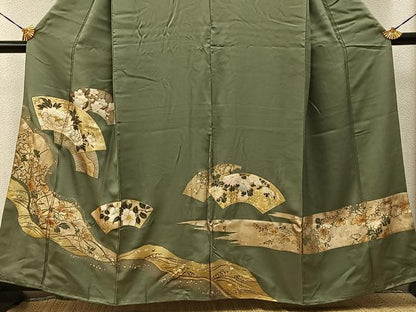 平和屋着物■豪華色留袖　地紙花文　金彩　正絹　逸品　BAAY6811hj