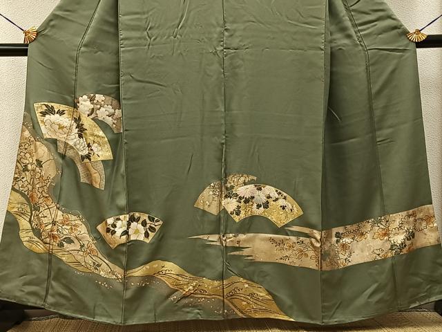 平和屋着物■豪華色留袖　地紙花文　金彩　正絹　逸品　BAAY6811hj