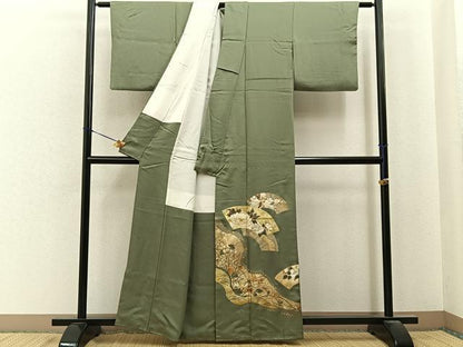 平和屋着物■豪華色留袖　地紙花文　金彩　正絹　逸品　BAAY6811hj