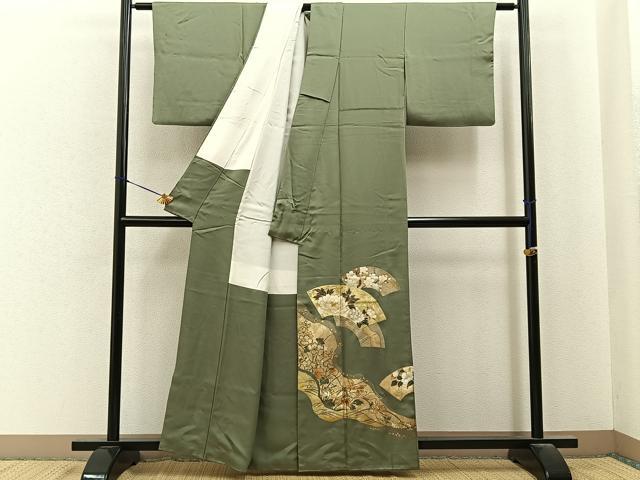 平和屋着物■豪華色留袖　地紙花文　金彩　正絹　逸品　BAAY6811hj