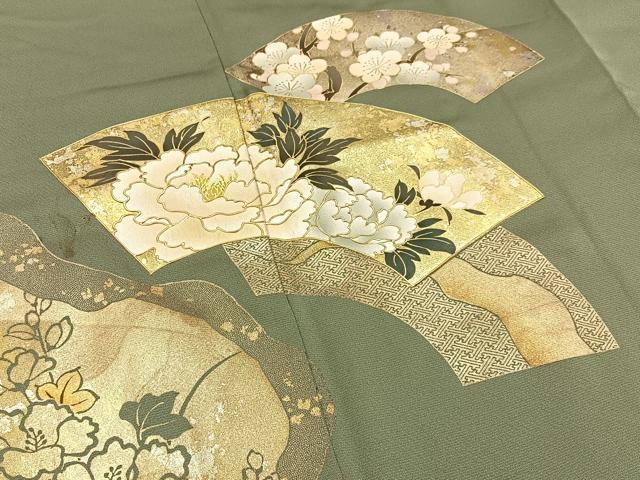 平和屋着物■豪華色留袖　地紙花文　金彩　正絹　逸品　BAAY6811hj