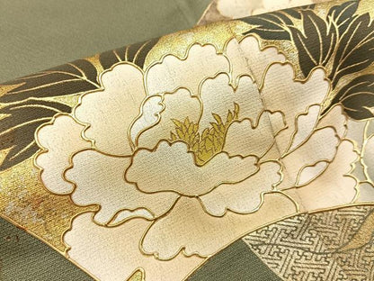 平和屋着物■豪華色留袖　地紙花文　金彩　正絹　逸品　BAAY6811hj