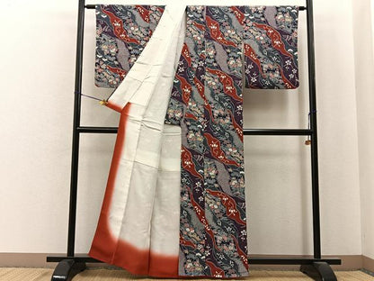 平和屋着物■上質な小紋　道長御所解文　鬼しぼ縮緬　正絹　逸品　BAAY6812hj
