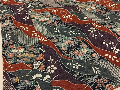 平和屋着物■上質な小紋　道長御所解文　鬼しぼ縮緬　正絹　逸品　BAAY6812hj