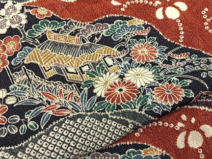 平和屋着物■上質な小紋　道長御所解文　鬼しぼ縮緬　正絹　逸品　BAAY6812hj