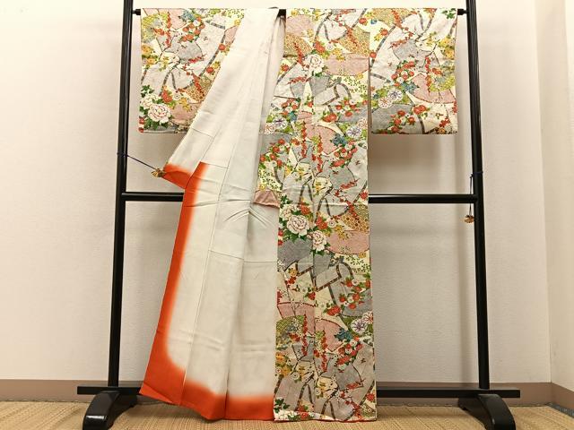 平和屋着物■上質な小紋　地紙鹿の子花文　金彩　正絹　逸品　BAAY6814hj