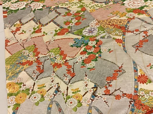 平和屋着物■上質な小紋　地紙鹿の子花文　金彩　正絹　逸品　BAAY6814hj