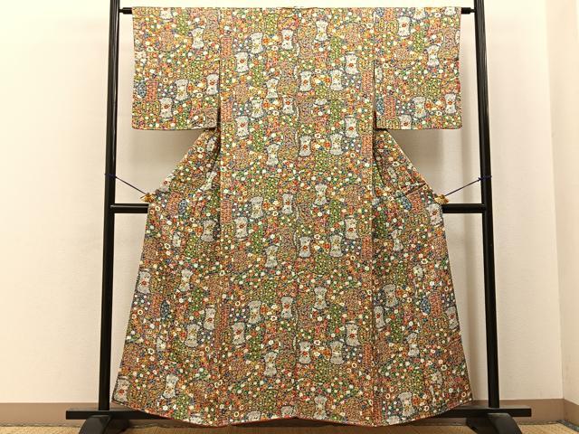 平和屋着物■上質な小紋　立涌吉祥花文　正絹　逸品　未使用　BAAY6816hj