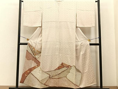 平和屋着物■豪華色留袖　絞り　駒刺繍　吉祥文　正絹　逸品　BAAY6818hj