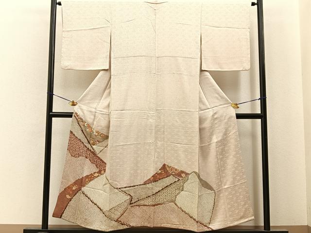 平和屋着物■豪華色留袖　絞り　駒刺繍　吉祥文　正絹　逸品　BAAY6818hj