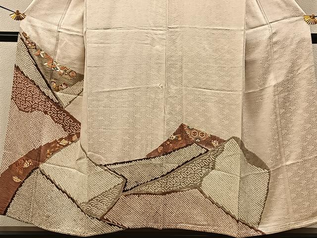 平和屋着物■豪華色留袖　絞り　駒刺繍　吉祥文　正絹　逸品　BAAY6818hj