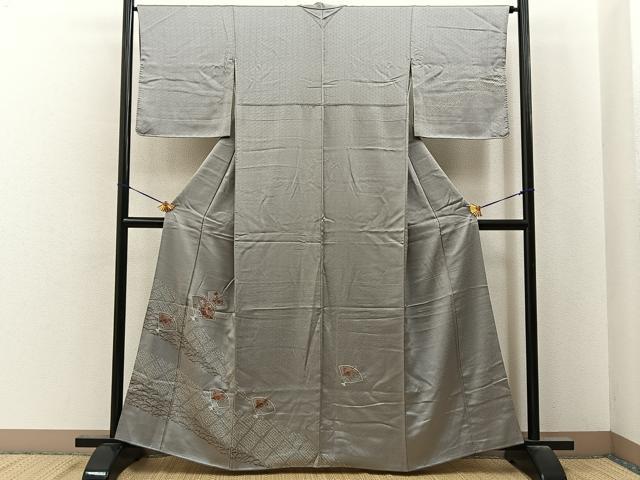 平和屋着物■中国三大刺繍　スワトウ刺繍　訪問着　絞り　扇面花文　金彩　正絹　逸品　BAAY6819hj