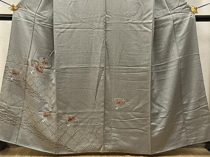 平和屋着物■中国三大刺繍　スワトウ刺繍　訪問着　絞り　扇面花文　金彩　正絹　逸品　BAAY6819hj