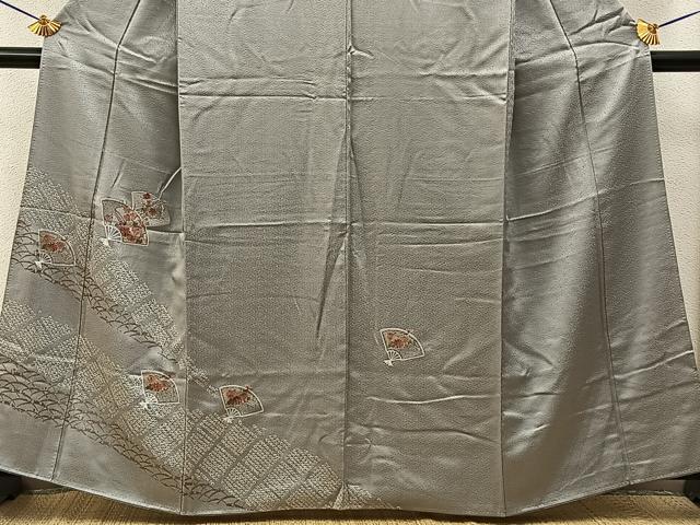 平和屋着物■中国三大刺繍　スワトウ刺繍　訪問着　絞り　扇面花文　金彩　正絹　逸品　BAAY6819hj