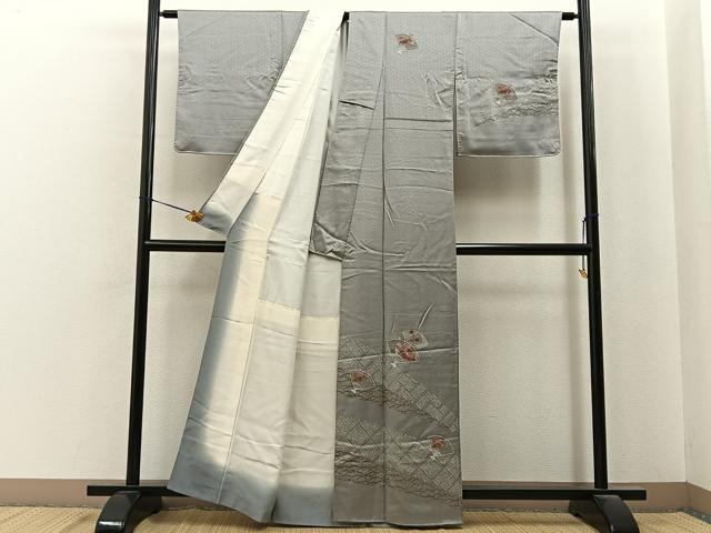 平和屋着物■中国三大刺繍　スワトウ刺繍　訪問着　絞り　扇面花文　金彩　正絹　逸品　BAAY6819hj