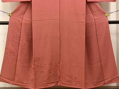 平和屋着物■色留訪問着　浜松地紋　赤丹色　正絹　逸品　BAAY6822hj