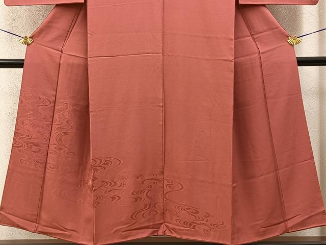 平和屋着物■色留訪問着　浜松地紋　赤丹色　正絹　逸品　BAAY6822hj