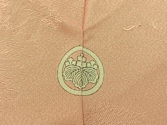 平和屋着物■上質な色無地　御所車風景地紋　珊瑚色　正絹　逸品　未使用　BAAY6825hj