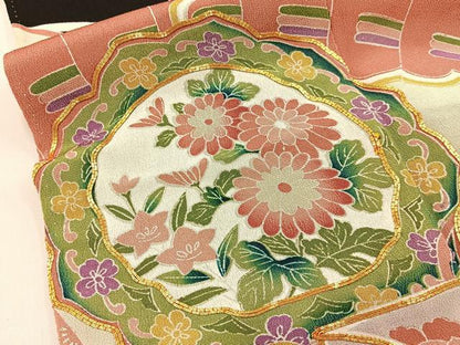 平和屋着物■豪華黒留袖　駒刺繍　檜扇吉祥花文　銀彩　正絹　逸品　BAAY6830hj