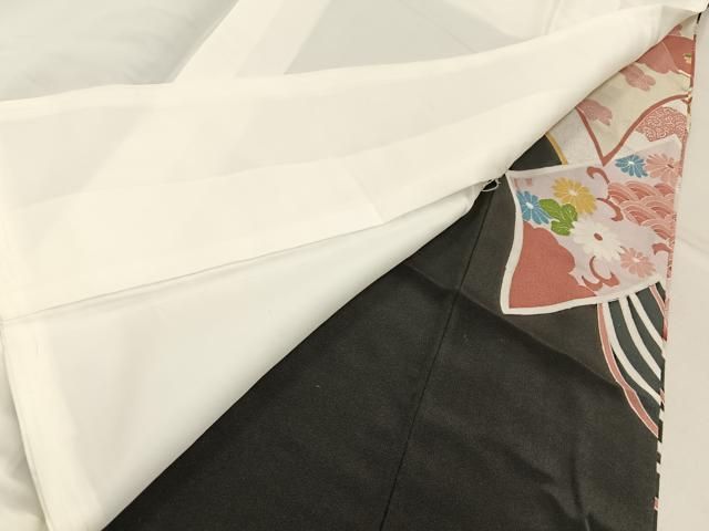 平和屋着物■豪華黒留袖　駒刺繍　檜扇吉祥花文　銀彩　正絹　逸品　BAAY6830hj