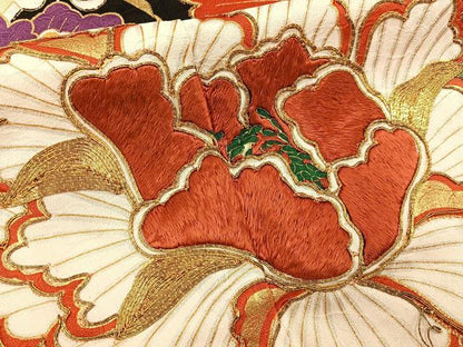 平和屋着物■豪華振袖　駒刺繍　エ霞吉祥花文　金彩　正絹　逸品　BAAY6832hj
