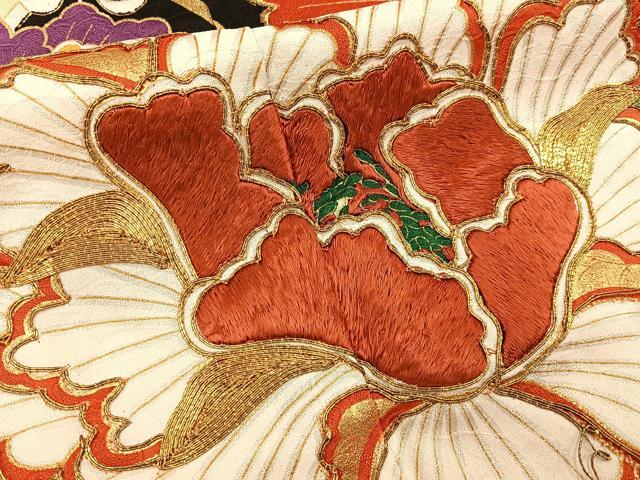 平和屋着物■豪華振袖　駒刺繍　エ霞吉祥花文　金彩　正絹　逸品　BAAY6832hj