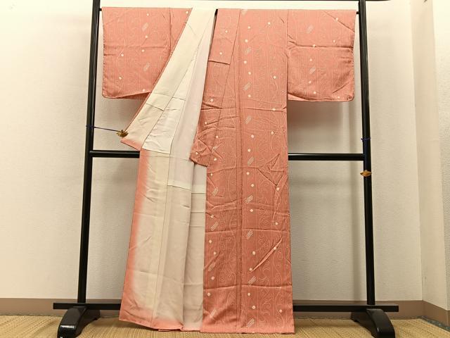 平和屋着物■上質な小紋　絞り　唐草文　正絹　逸品　未使用　BAAY6835hj