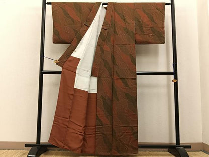 平和屋着物■重要無形文化財・伊勢手彫型本染・細合俊男　小紋　道長吉祥文　鬼しぼ縮緬　正絹　逸品　BAAY6837hj