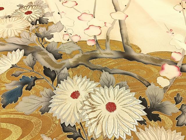 平和屋着物■訪問着　刺繍　流水枝花文　金銀彩　正絹　逸品　BAAY6840hj