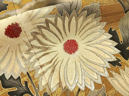 平和屋着物■訪問着　刺繍　流水枝花文　金銀彩　正絹　逸品　BAAY6840hj