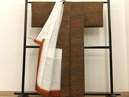 平和屋着物■上質な小紋　更峰作　雲取扇面花文　正絹　逸品　未使用　BAAY6845hj