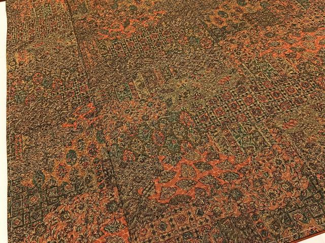平和屋着物■上質な小紋　更峰作　雲取扇面花文　正絹　逸品　未使用　BAAY6845hj