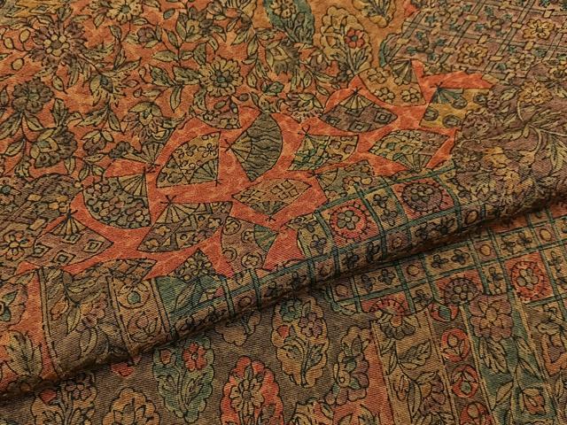平和屋着物■上質な小紋　更峰作　雲取扇面花文　正絹　逸品　未使用　BAAY6845hj