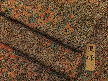 平和屋着物■上質な小紋　更峰作　雲取扇面花文　正絹　逸品　未使用　BAAY6845hj
