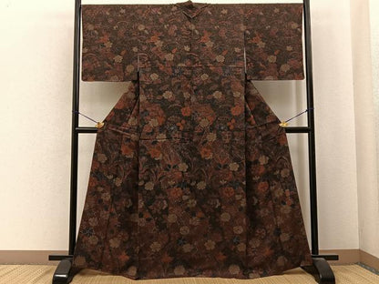 平和屋着物■訪問着　作家物　草花文　正絹　逸品　BAAY6846hj