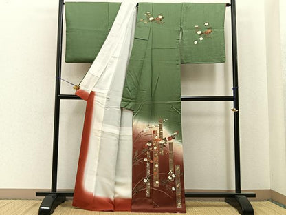 平和屋着物■訪問着　短冊草花文　暈し染め　金銀彩　正絹　逸品　BAAY6847hj