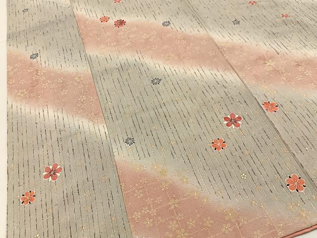 平和屋着物■上質な小紋　舞花文　暈し染め　金彩　お召縮緬　正絹　逸品　BAAY6850hj